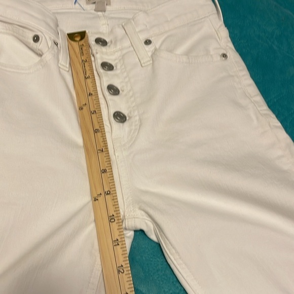 J Crew Button Fly High-rise Women’s Size 26 10” White Billie Demi Boot Crop Jean - Picture 3 of 12